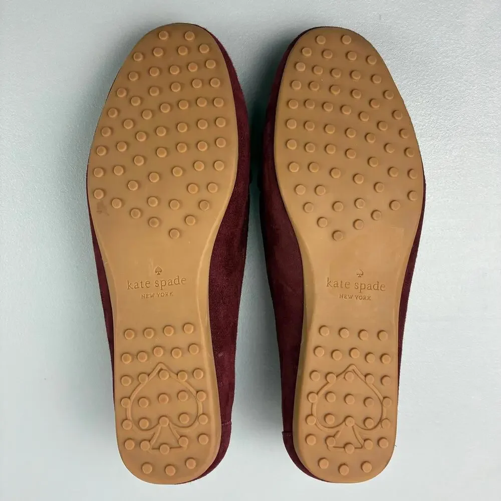 Kate Spade Bernice Women's Burgundy Suede Horsebit Loafers 9B